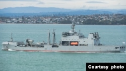 지난주 뉴질랜드 데본포트 해군기지에서 출항한 해군 군수지원함 아오테아로아함. 사진 = 뉴질랜드 방위군 제공