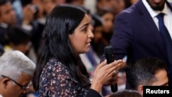 Wall Street Journal reporter Sabrina Siddiqui asks U.S. President Joe Biden and India’s Prime Minister Narendra Modi questions during a joint press conference at the White House in Washington, June 22, 2023.