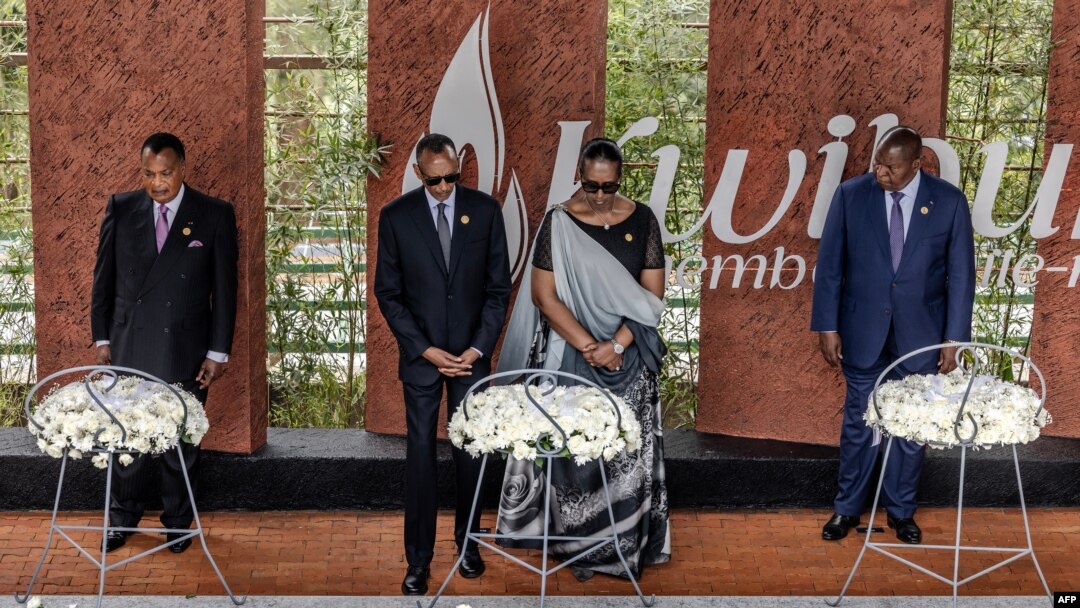 (Kuva ibumuso ujya iburyo) Prezida Denis Sassou Nguesso wa Repubulika ya Kongo, Prezida Paul Kagame na Madamu Jeannette Kagame na Prezida wa Repubulika ya Santrafurika Faustin-Archange Touadera