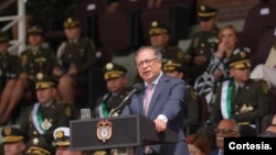 El presidente Gustavo Petro en la Ceremonia de aniversario de los 132 años de la Policía Nacional y Graduación de Oficiales.
