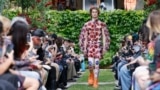 A model presents a creation by designer Walter Van Beirendonck as part of his Menswear ready-to-wear Spring Summer 2025 collection show during Men's Fashion Week in Paris, France, June 19, 2024.