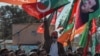 Supporters of Pakistan Tehreek-e-Insaf (PTI) and other parties protest against the alleged rigging of Pakistan's national election outside the office of a Returning Officer in Quetta on February 9, 2024, (Banaras Khan/AFP)