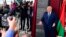 In this photo provided by the Belarusian Presidential Press Service, President Alexander Lukashenko addresses the media after voting, at a polling station in Minsk, Belarus, Feb. 25, 2024.