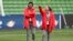 Morocco's Nouhaila Benzina, left, and Fatima Gharbi tour the grounds before their Women's World Cup Group H match against Germany in Melbourne, Australia, July 23, 2023. Benzina will be the first player to wear an Islamic headscarf at the senior-level Women's World Cup.