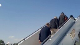 Released U.S. prisoners board a plane from Tehran, Iran to Doha, Qatar, Sept. 18, 2023.