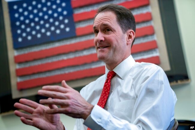 FILE - Rep. Jim Himes, D-Conn., speaks in his office on Capitol Hill in Washington, Feb. 1, 2023.