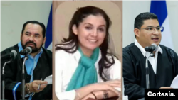 Octavio Ernesto Rothschuh, Nadia Camila Tardencilla y Ernesto Rodríguez son los tres funcionarios judiciales nicaragüenses sancionados por el Departamento del Tesoro de EEUU el miércoles, 19 de abril de 2023.