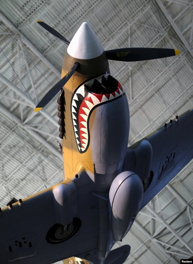 美国国家航天航空博物馆里展出的二战期间飞虎队驾驶的Curtis P-14型飞机。