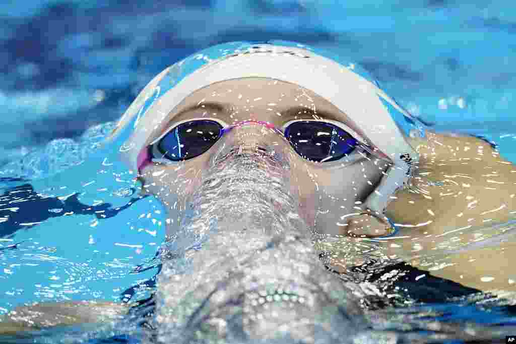 Regan Smith of the U.S. competes during the women's 200m backstroke heat at the World Swimming Championships in Fukuoka, Japan.