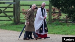 Britain's King Charles arrives for a church service at St. Mary Magdalene's church on the Sandringham estate in eastern England, Feb. 11, 2024. 