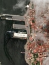 FILE - A satellite image shows Russian vessels and downtown Havana, Cuba, on June 13, 2024. New satellite images released on July 2 show work at four Cuban bases that could indicate improved intelligence capabilities connected with China. (Maxar Technologies via Reuters)