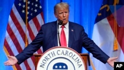 FILE - Former President Donald Trump speaks during the North Carolina Republican Party Convention in Greensboro, North Carolina, June 10, 2023. 