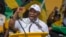 South African President Cyril Ramaphosa delivers his speech at the Mose Mabhida stadium in Durban, South Africa, Feb. 24, 2024, during the African National Congress national manifesto launch in anticipation of the 2024 general elections. 