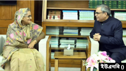 বিমসটেক মহাসচিব ইন্দ্র মণি পান্ডে এবং বাংলাদেশের প্রধানমন্ত্রী শেখ হাসিনা। ১৩ ফেব্রয়ারি, ২০২৩। 