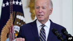 US President Joe Biden speaks in the East Room of the White House in Washington, July 25, 2023. 