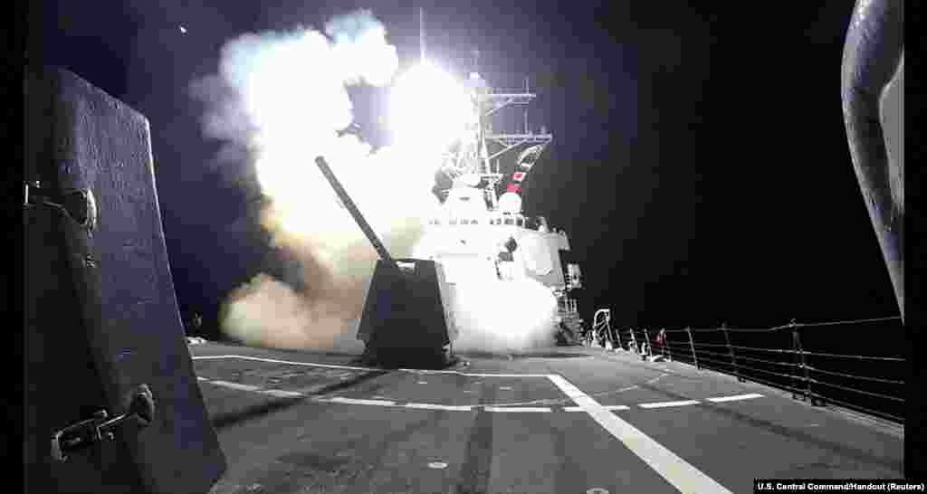 A Tomahawk land attack missile (TLAM) is launched from the U.S. Navy Arleigh Burke-class guided missile destroyer USS Gravely against what the U.S. military describe as Houthi military targets in Yemen, Feb. 3, 2024.