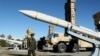 This handout picture provided by the Iranian Defense Ministry on February 17, 2024 shows a Sayad-3 missile during the unveiling of the Arman defense systems at an undisclosed location.
