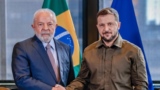 Lula da Silva, Presidente do Brasil, (esq) e Volodymyr Zelenskyy, Presidente da Ucrânia, (dir), Nova Iorque, EUA, 20 setembro 2023