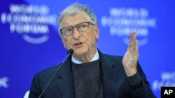 Bill Gates takes part in a panel at the Annual Meeting of World Economic Forum in Davos, Switzerland, Jan. 17, 2024.