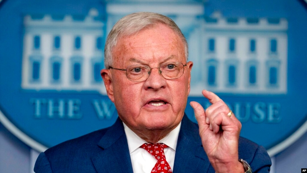 Vice President Mike Pence's national security adviser Keith Kellogg speaks during a press briefing at the White House in Washington, Sept. 22, 2020. 