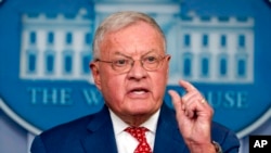 Vice President Mike Pence's national security adviser Keith Kellogg speaks during a press briefing at the White House in Washington, Sept. 22, 2020. 