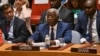 Le Premier ministre gabonais Raymond Ndong Sima lors d'une réunion du Conseil de sécurité sur la situation en Ukraine, le 20 septembre 2023.