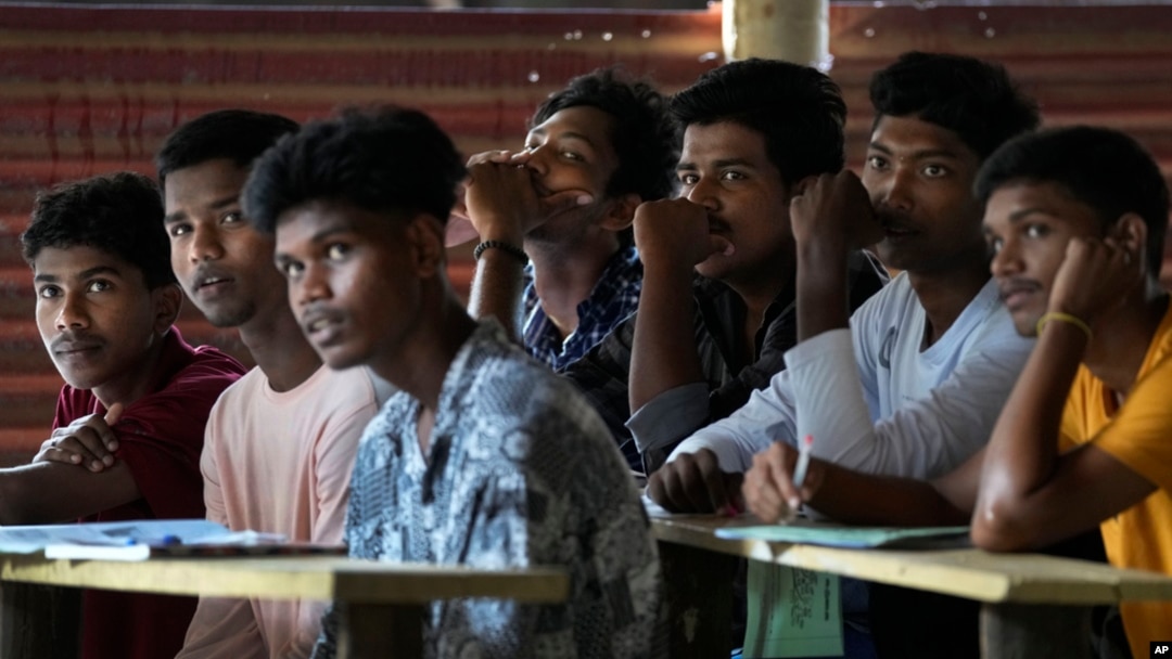 FILE - Ethnic Tamil students attend class ahead of the Sri Lankan Advance Level examination in Jaffna, Sri Lanka, May 5, 2024.