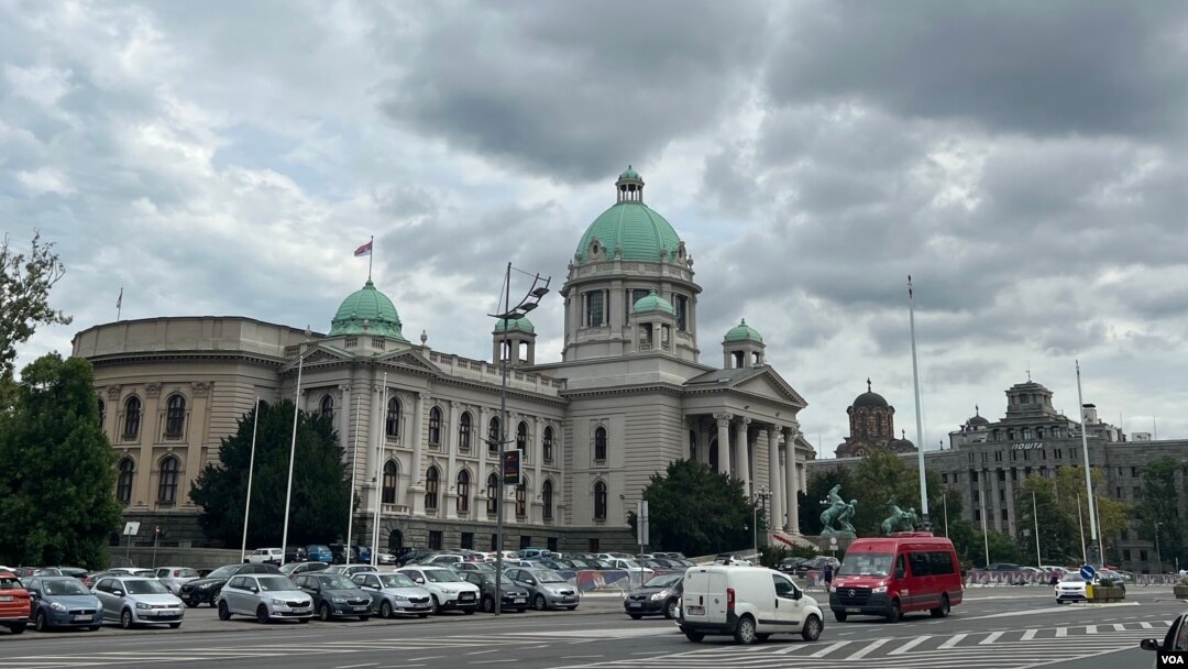 Zgrada Skupštine Srbije ispred koje se održavaju protesti "Srbija protiv nasilja"