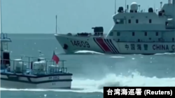 台湾海巡署2024年7月3日敦促中国立即释放被中国海岸警卫队扣押的一艘台湾渔船及其船员。(图片来自台湾海巡署视频截图)