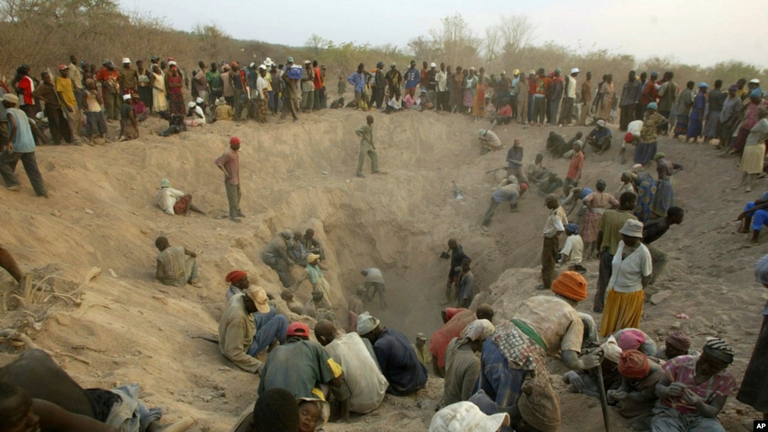 FILE - Miners dig for diamonds in Marange, eastern Zimbabwe, Nov. 1, 2006. 