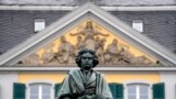 A statue of world famous composer Ludwig van Beethoven stands in the city center of his birthplace Bonn, Germany, March 21, 2023.