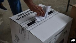 A voter casts his ballot in Canuto, Ecuador, Aug. 20, 2023. In a historic decision, Ecuadorians voted against the oil drilling of Yasuni National Park, which is a protected biodiverse Amazon area that is home to two uncontacted tribes.