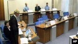 A video still from of the International War Crimes Tribual during a pre-trial hearing in 2002 of Slobodan Milosevic, former president of Yugoslavia, The Hague, Netherlands.