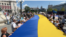 Zastava Ukrajine razvijena 24. avgusta na Trgu Republike u Beogradu povodom nacionalnog praznika Dana nezavisnosti Ukrajine