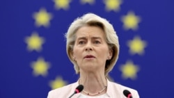 欧盟委员会主席乌尔苏拉·冯德莱恩（Ursula von der Leyen）在法国斯特拉斯堡的欧洲议会发表讲话。（2024年7月18日