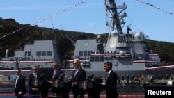 На церемонијата во Сан Диего, Бајден истакна дека подморниците ќе бидат на нуклеарен погон, а не нуклеарно вооружени (Фото: Ројтерс)