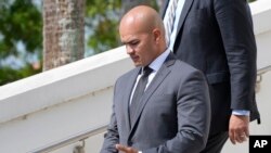 Walt Nauta, valet to former President Donald Trump, leaves the Alto Lee Adams Sr. U.S. Courthouse in Fort Pierce, Florida, Aug. 10, 2023. 