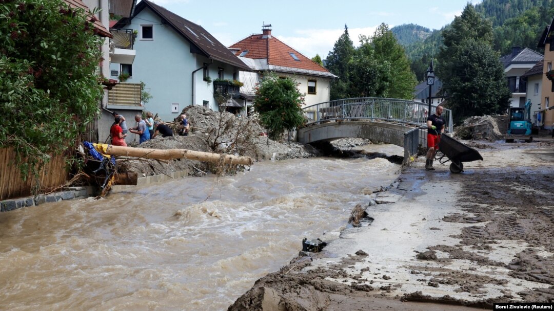 Šteta od poplava u mestu Črna na Koroškem u Sloveniji, 7. avgust 2023.