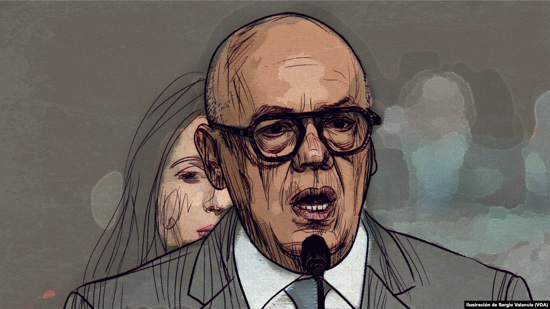 El presidente de la Asamblea Nacional de Venezuela y delegado jefe del chavismo para las negociaciones, Jorge Rodríguez, en gráfica ilustrada por la Voz de América.