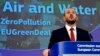 FILE - European Commissioner for Environment and Oceans Virginijus Sinkevicius speaks during a media conference at EU headquarters in Brussels, Oct. 26, 2022.