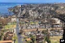 Huge swaths of Lahaina, Hawaii, lie burnt on Aug. 11, 2023. (Hawaii Department of Land and Natural Resources via AP)