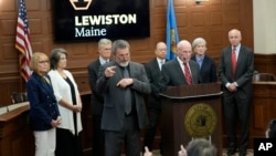 The Hon. Dan Wathen, chair of the commission that investigated the deadliest shooting in Maine history, speaks during the release of the commission's findings, Aug. 20, 2024, in Lewiston, Maine.