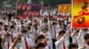 지난 2020년 8월 평양에서 한국 정부를 규탄하는 학생 집회가 열렸다.