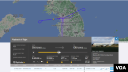 미 공군 정찰기 ‘RC-135U’ 컴뱃 센트가 29일 한반도 상공에서 포착됐다. 자료=Flightradar24
