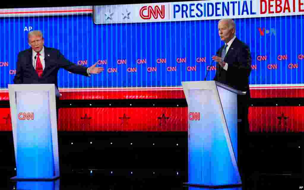 El presidente Joe Biden y el candidato presidencial republicano, el expresidente Donald Trump, se enfrentaron por primera vez en este debate presidencial organizado por CNN.