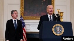 Joe Biden, Presidente dos Estados Unidas (dir) e Antony Blinken, secretário de Estado, (esq), Washington
