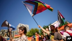 People shout slogans during the annual LGBTQ+ Pride March in Istanbul, Turkey, June 30, 2024.
