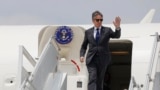 U.S. Secretary of State Antony Blinken arrives at the airport in Amman, Jordan, April 30, 2024.