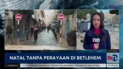 Laporan VOA untuk BTV: Patung Yesus Berbalut Kain Putih Gantikan Pohon Natal Raksasa di Alun-Alun Kota Betlehem