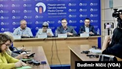 Nedžad Ugljanin, Slađana Pantović, Aleksandar Arsenijević i Andrija Ignjatović na debati "Lokalni izbori na severu Kosova – za i protiv“